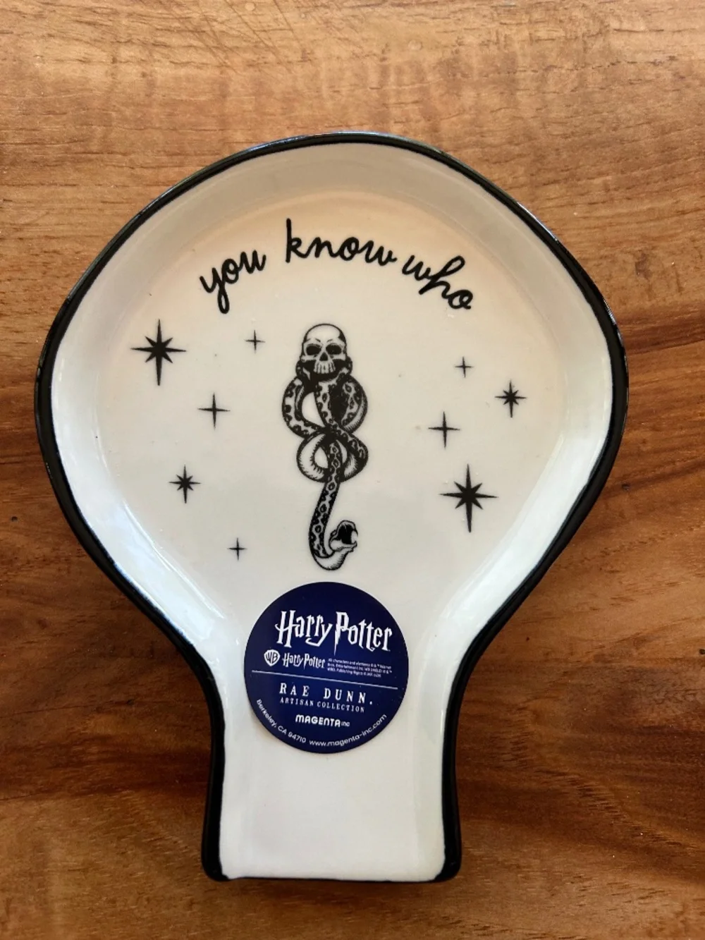 Rae Dunn Black and White Harry Potter 'You Know Who' Ceramic Spoon Rest